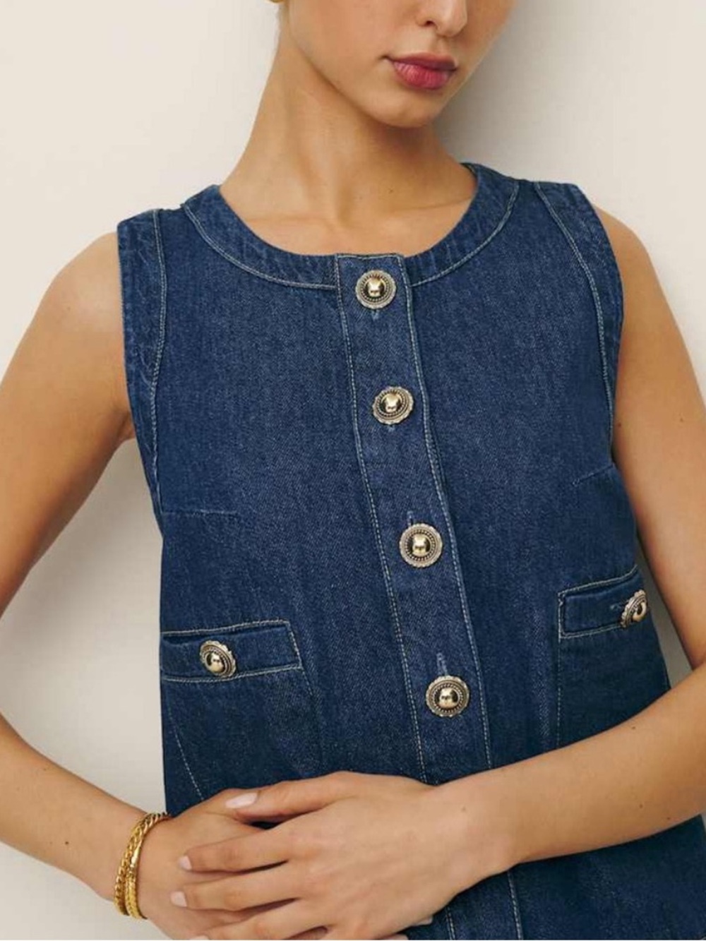 Reformation Tropez Denim Mini Dress In Salinas View 3